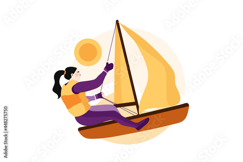 Sailing - Sport Illustration Concept. Flat illustration isolated on white background.