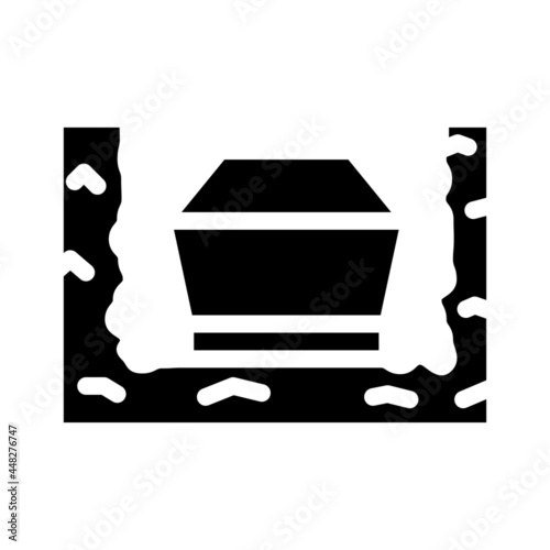 coffin in ground glyph icon vector. coffin in ground sign. isolated contour symbol black illustration