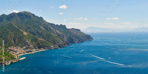 High angle view of Minori and Maiori, Amalfi coast, Italy photo