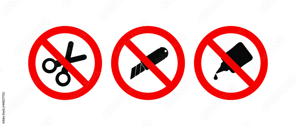 No cut and glue sign. Vector icon. - obrazy, fototapety, plakaty 