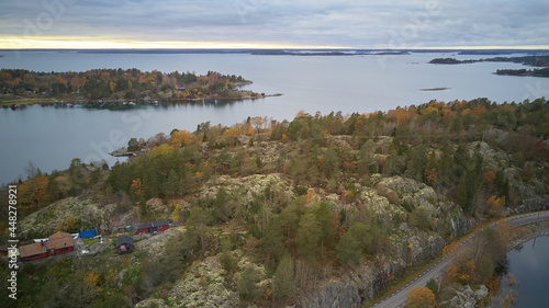 Beautiful view of the classic Swedish landscape from above.