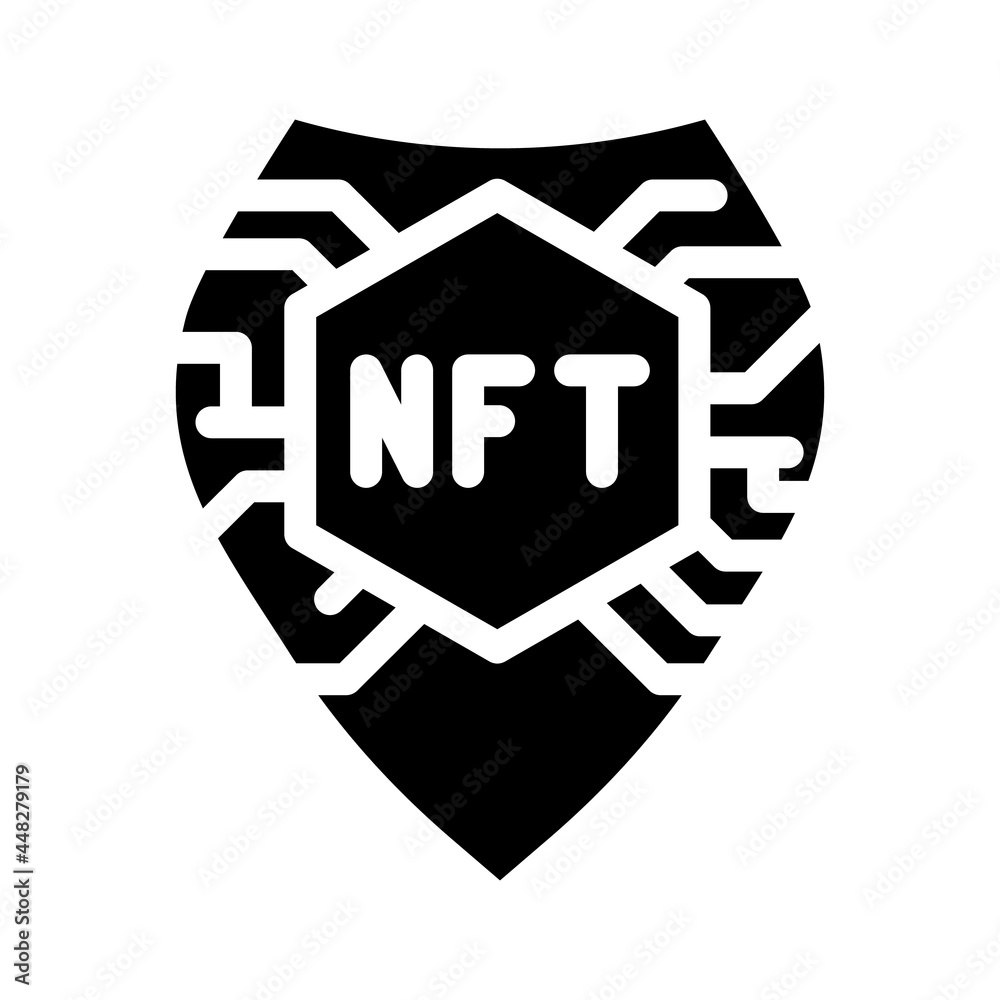 nft shield glyph icon vector. nft shield sign. isolated contour symbol black illustration nft shield glyph icon vector. nft shield sign. isolated contour symbol black illustration