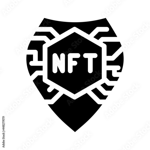 nft shield glyph icon vector. nft shield sign. isolated contour symbol black illustration