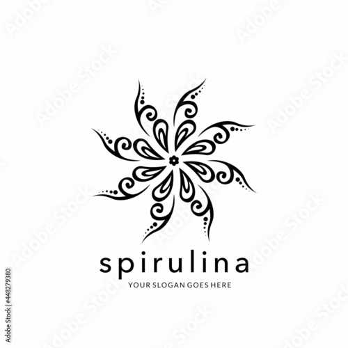 Aesthetic tribal feminine with line art style and spiral logo vector