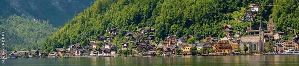 Fototapeta premium Hallstätter See Panorama mit Hallstatt