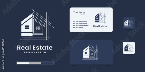 Architect house logo, architectural and construction design vector . abstract . Renovation Logo . Building Architect logo . Architectural, construction, home and property design vector