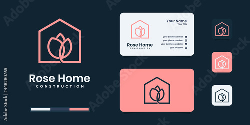 Minimalist flower home logo design inspiration. elegant logo for your business.