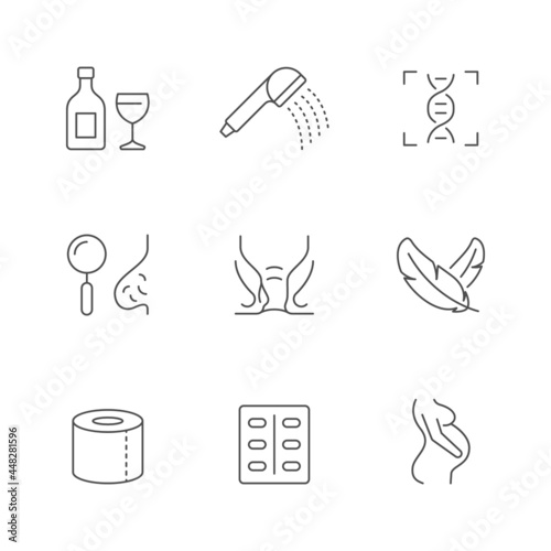 Set line icons of hemorrhoid