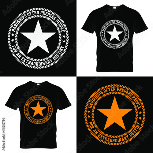motivational typography t-shirt design with message hardships often prepare people for an extraordinary destiny, rounded retro t-shirt graphics, sticker design, for print-ready t-shirt design