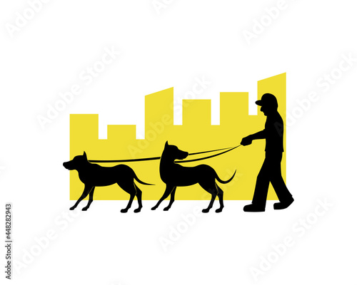 person with dog vector silhouette