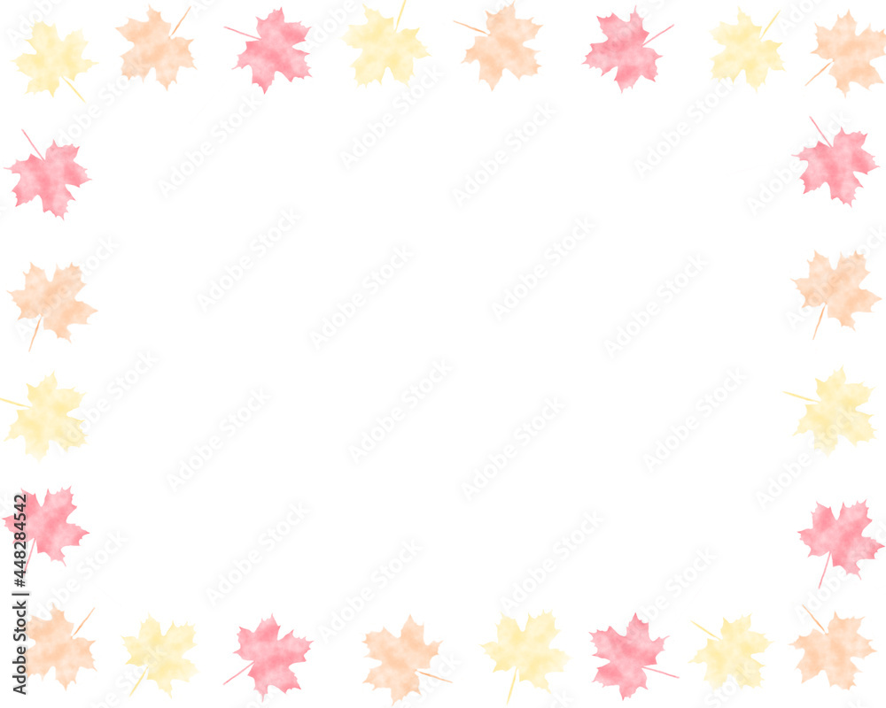 Autumn colors maple leaves border background frame