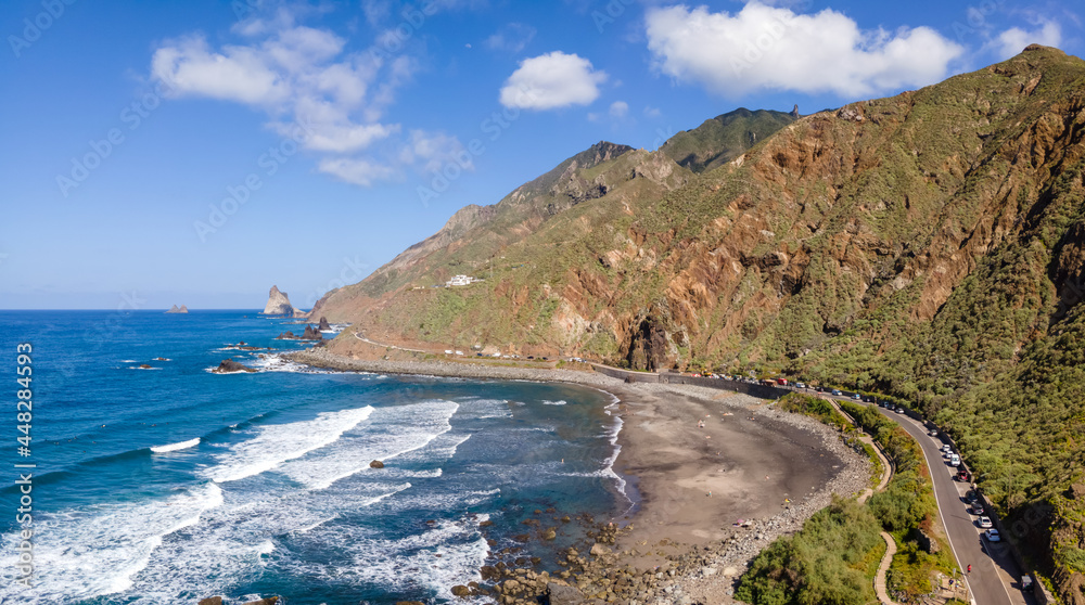 Landscape with Playa del Roque de las Bodegas, Anaga mountain, Tenerife, Canary Islands, Spain