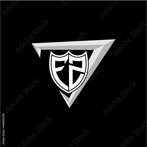 initial letter F Z shield shape with triangular decoration
