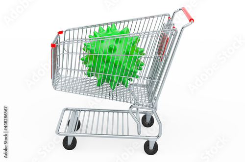 Shopping cart with spiky balls. 3D rendering