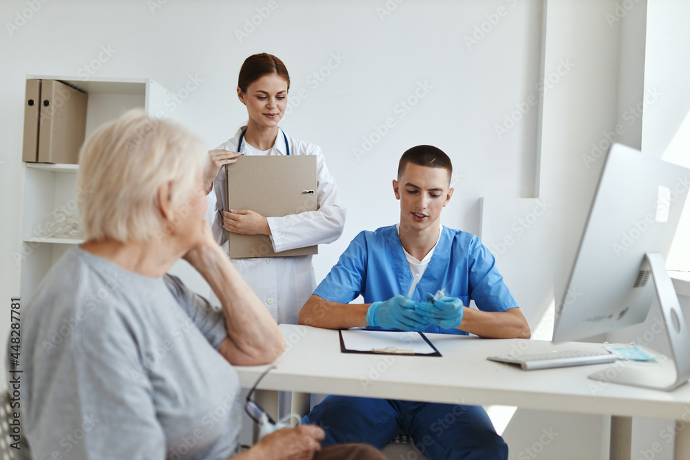 elderly woman patient examination by a doctor health care