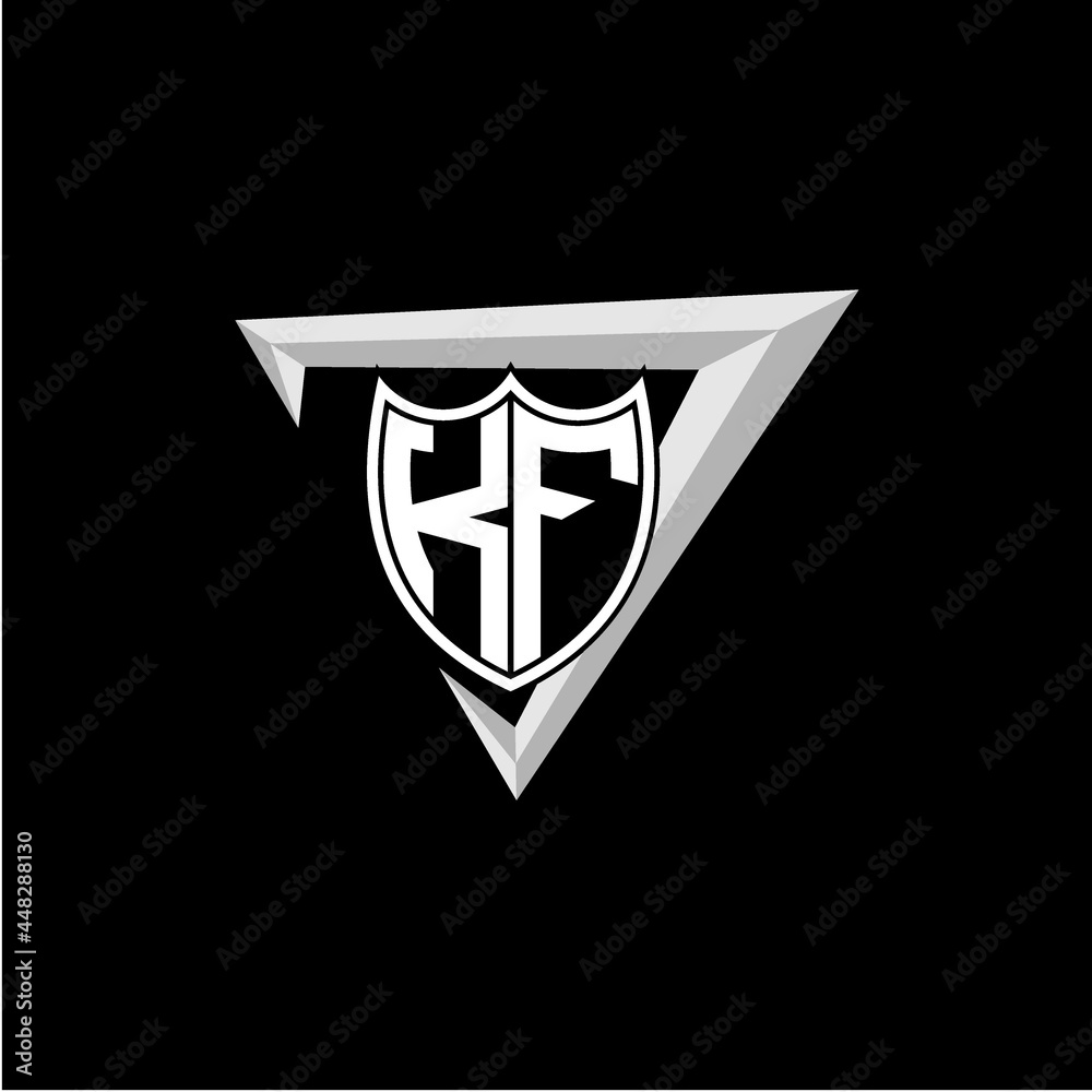 initial letter K F shield shape with triangular decoration initial letter K F shield shape with triangular decoration