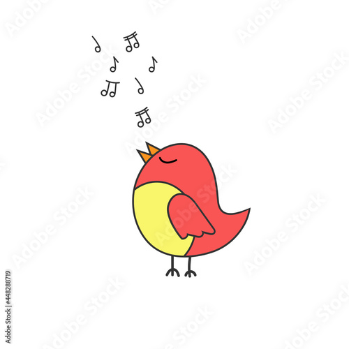 Vector illustration hand drawn singing bird