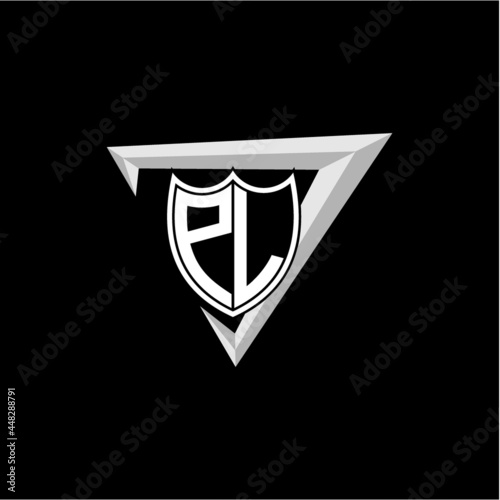 initial letter P L shield shape with triangular decoration Free Download initial letter P L shield shape with triangular decoration - GFXLoad