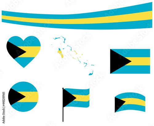 Free Download Bahamas Flag Map Ribbon And Heart Icons Vector Illustration Abstract National Emblem Design Elements collection - GFXLoad