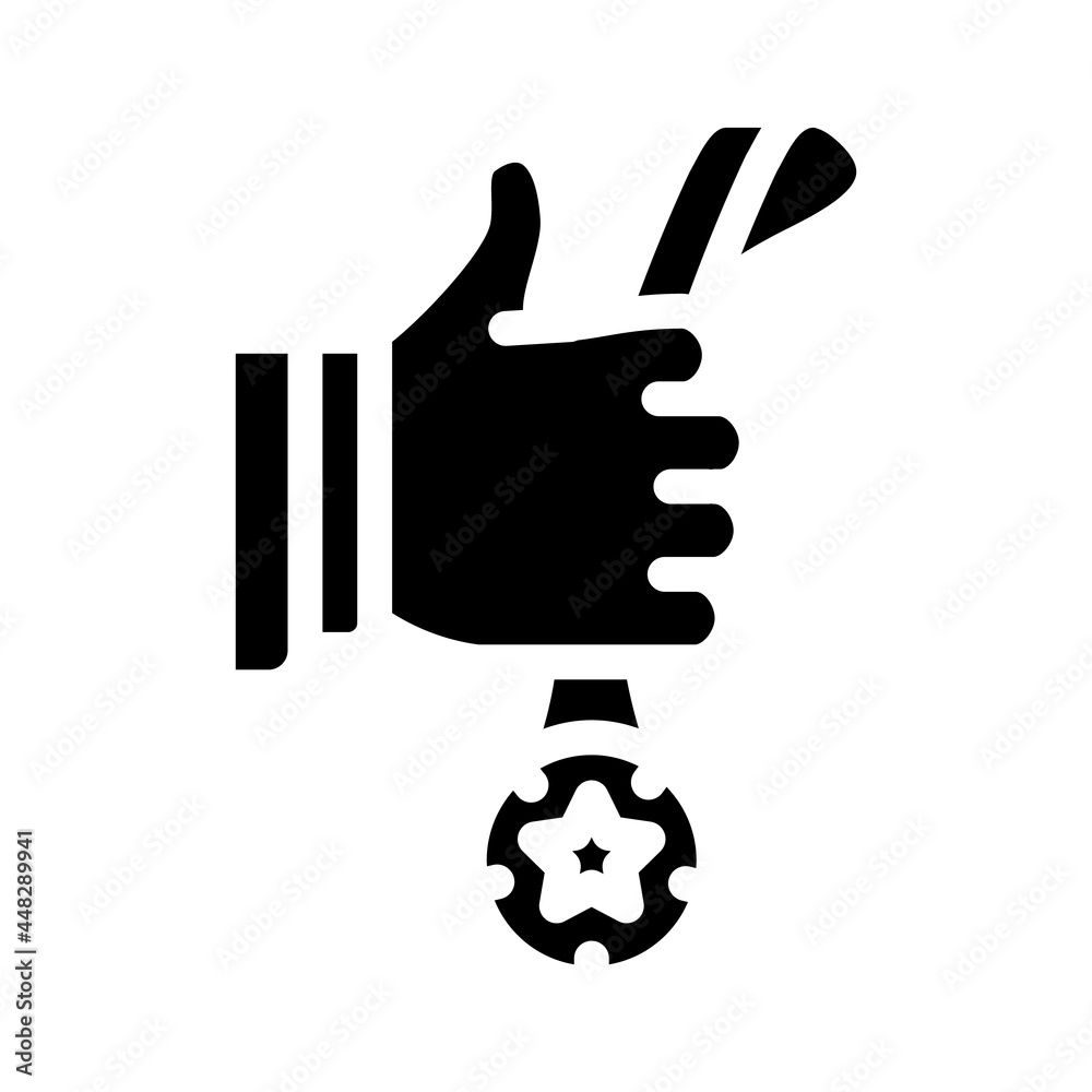 medal for successful work glyph icon vector. medal for successful work sign. isolated contour symbol black illustration