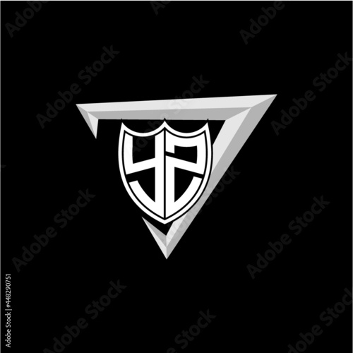 initial letter Y Z shield shape with triangular decoration