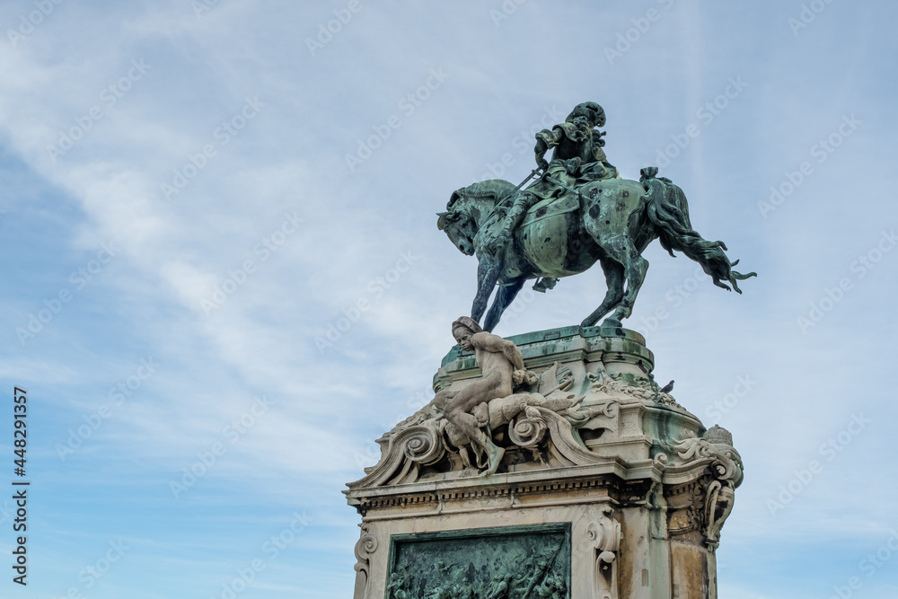 View of Prince Eugene of Savoy's Equestrian Statute at Buda Castle in Budapest, Hungary. View of Prince Eugene of Savoy's Equestrian Statute at Buda Castle in Budapest, Hungary.