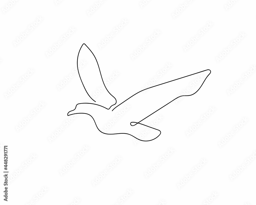 Continuous line drawing of a flying bird on a white background. Hand-drawn vector illustration Continuous line drawing of a flying bird on a white background. Hand-drawn vector illustration