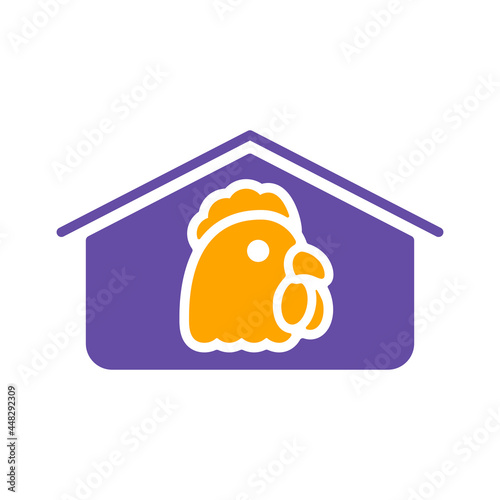 Chicken house vector glyph icon. Farm animal sign