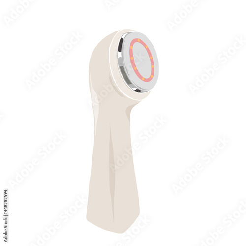 Led light skincare gadget, beauty tool for anti-aging theraphy, at-home RF lifting device, electronic face massager, vector illustration isolated on white background