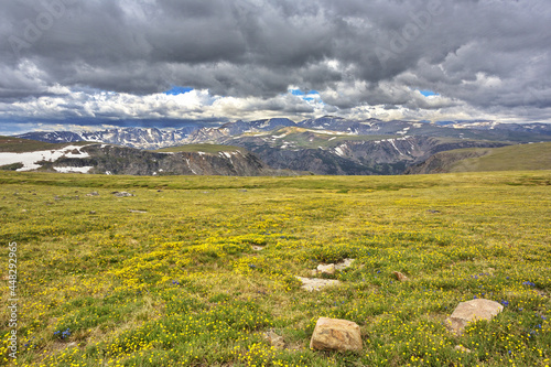Absaroka Range of Rocky Mountains seen from Beartooth Highway, a National Scenic Byway, in Montana and Wyoming, United States photo
