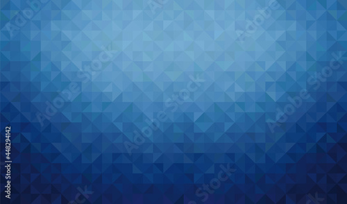 Abstract blue background vector illustration. Simple blue banner or backdrop with geometric triangular shapes as texture, usable as backdrop or design element. Three-dimensional pixelated mosaic. 