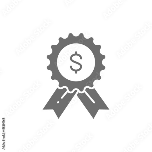 Vector award loan, best loan grey icon.