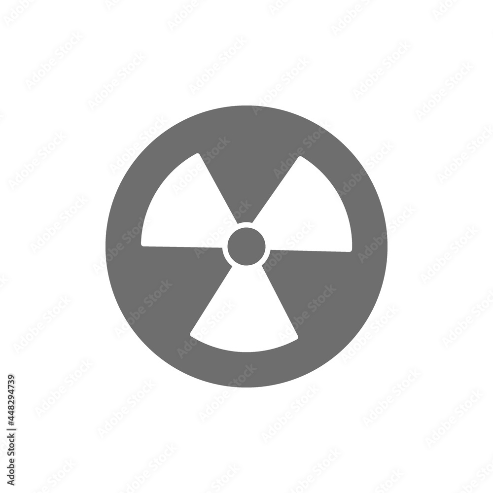 Vector radiation sign, radioactive warning gray icon. Vector radiation sign, radioactive warning gray icon.