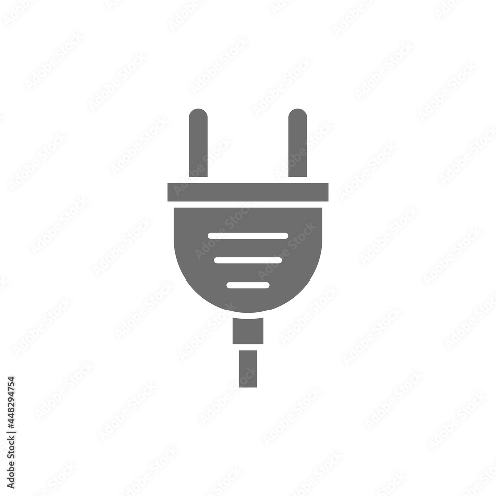 European electric plug gray icon. Isolated on white background European electric plug gray icon. Isolated on white background