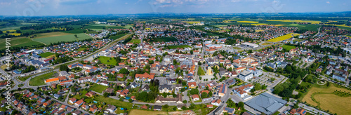 Aerial view around the city Pocking in Germany., Bavaria on a sunny afternoon in spring.