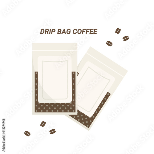 Vector illustration with coffee drip bags isolated on white background. 