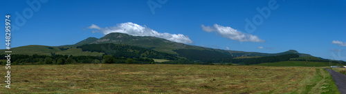 Panoramic view of the Sancy Puys Chain in summer. Auvergne  France