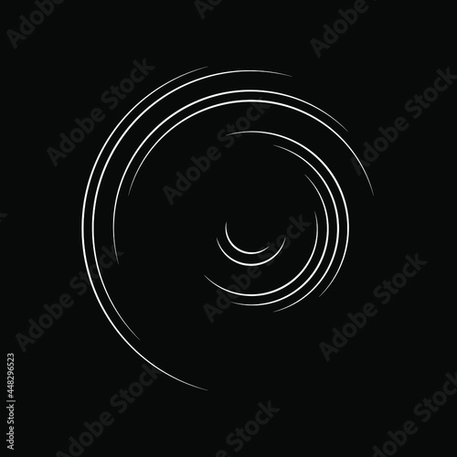 White stripes in spiral form. Geometric art. Design element for border frame, round logo, blackout tattoo, sign, symbol, web pages, prints, template, pattern and abstract background