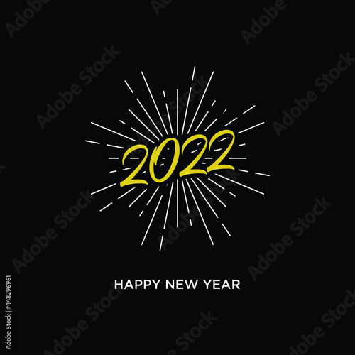 2022 Happy New Year greeting card. Logo numbers 2022 and text on light background Vector Illustration.