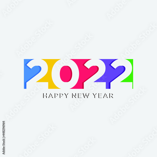 Happy 2022 new year insta colour banner in paper style for your seasonal holidays flyers, greetings and invitations, christmas themed congratulations and cards. Vector illustration.
