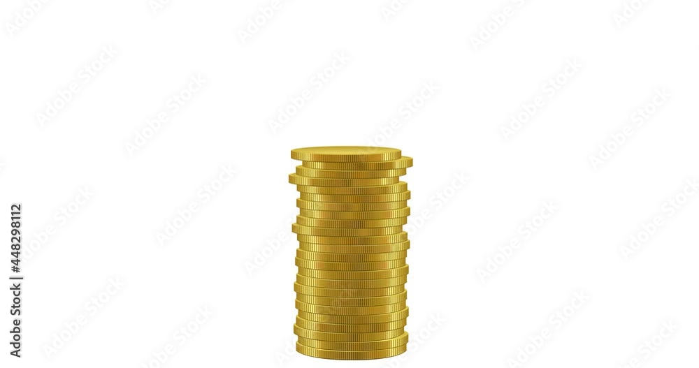 A pile of coins growing on a transparent background. Growth of a column of coins. Business and financial concept, realistic 4k render. video clip, 4k animation with alpha channel. A pile of coins growing on a transparent background. Growth of a column of coins. Business and financial concept, realistic 4k render. video clip, 4k animation with alpha channel.