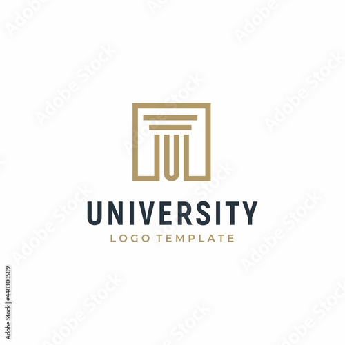 Initial Letter U with Pillar Column Greek Building University Architecture logo design
