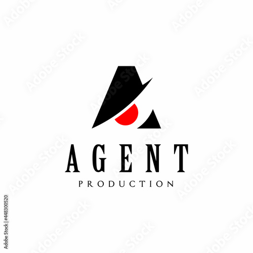 Initial Letter A with Detective Spy Eye Hat for Agent logo design