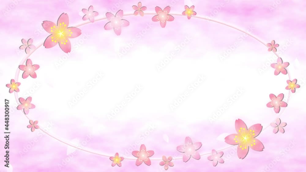 Cherry petal crystals ellipse frame 2 pattern not loop and loop bright background Cherry petal crystals ellipse frame 2 pattern not loop and loop bright background
