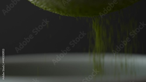 straining matcha powder with strainer