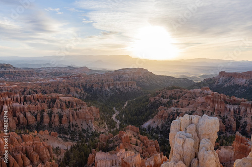 Beautiful sunrise of the Inspiration Point of Bryce Canyon National Park