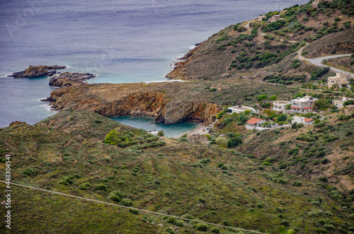 Spectacular seaside view from the famous Vathia village in the Laconian Mani peninsula. Laconia prefecture, Peloponnese, Greece, Europe. photo