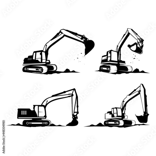 bulldozer excavators logo icon design vector