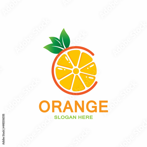 fresh orange fruit logo icon vector, lime slice