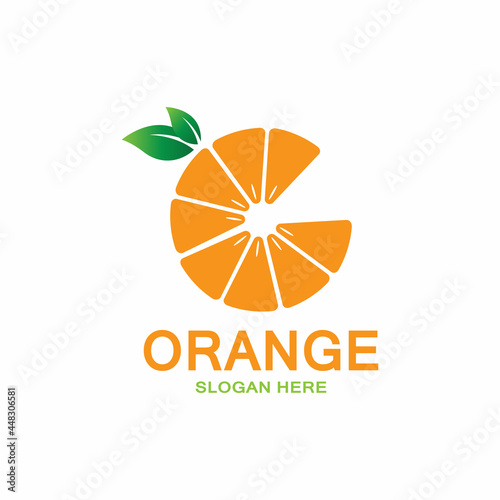 fresh orange fruit logo icon vector, lime slice